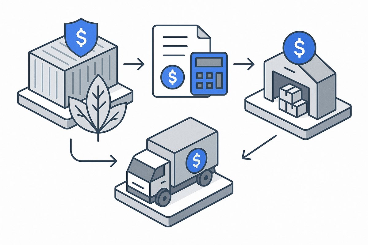نمودار زنجیره هزینه و قیمتگذاری تنباکو از گمرک تا عمدهفروش که مراحل مختلف مانند قیمت خرید هر کیلو تنباکو در گمرک، حقوق گمرکی، مالیات بر محصولات دخانی، هزینه حمل و نقل، انبارداری و حاشیه سود واردکننده و عمدهفروش را نشان میدهد و توضیح میدهد چگونه قیمت هر کیلو تنباکو از ۱۰۰ هزار تومان در گمرک با اضافه شدن حدود ۵۰ هزار تومان مالیات و عوارض و ۳۰ هزار تومان سایر هزینهها به حداقل ۱۸۰ هزار تومان در بازار عمده میرسد.